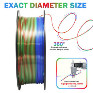 PLA Silk Tri-Color 3D Printer Filament 1.75mm 1KG - Trichromatic Coextrusion - Image 4